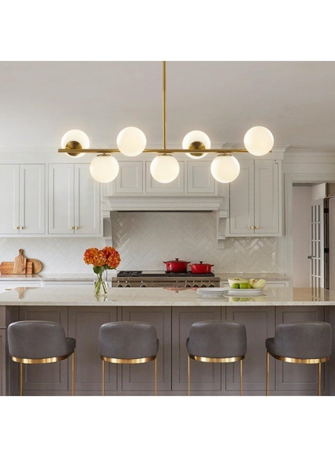 ALMIFTAH AL MIFTAH Lighting Modern Gold Chandelier with White Globe Sputnik Chandelier Pendant Light Frosted Globe Glass Adjustable Hanging Ceiling Light for Dining Room Living Room Kitchen (Gold) - Image 4